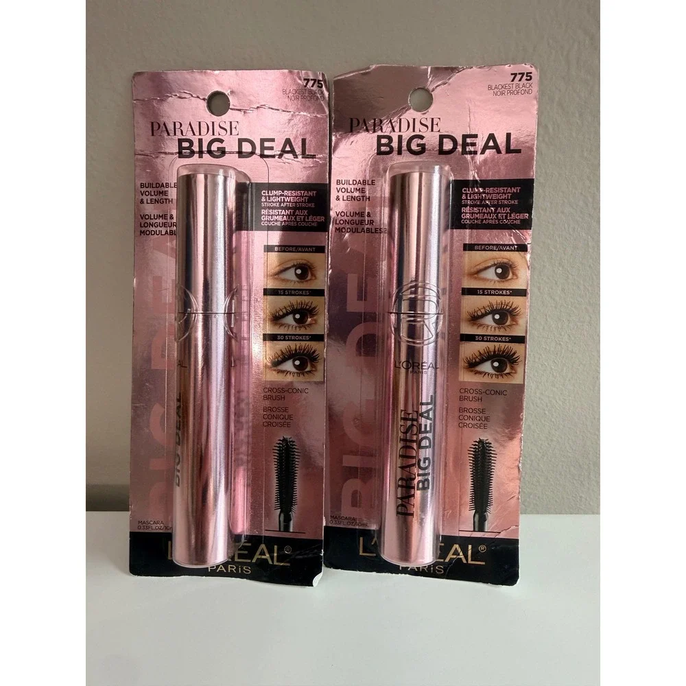 L'Oreal Paradise Big Deal Mascara Women 0.33oz Blackest Black 775 2PK NWT